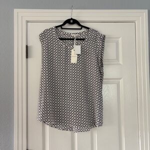 Pleione Silky Black & White Sleeveless Top XL NWT